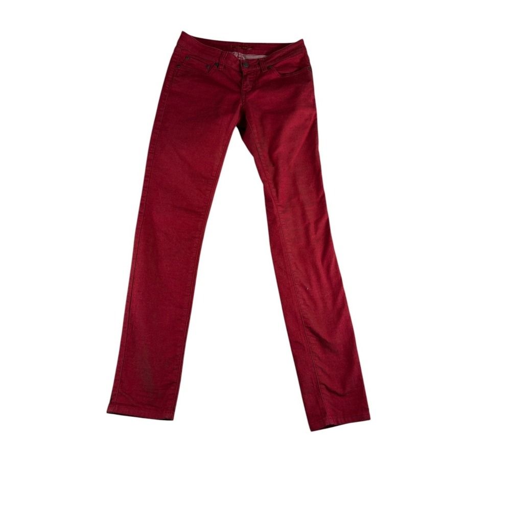 Prana Kara Skinny Leg Jeans Womens 2/26 Red Denim Stretch Low Rise Slim Fit